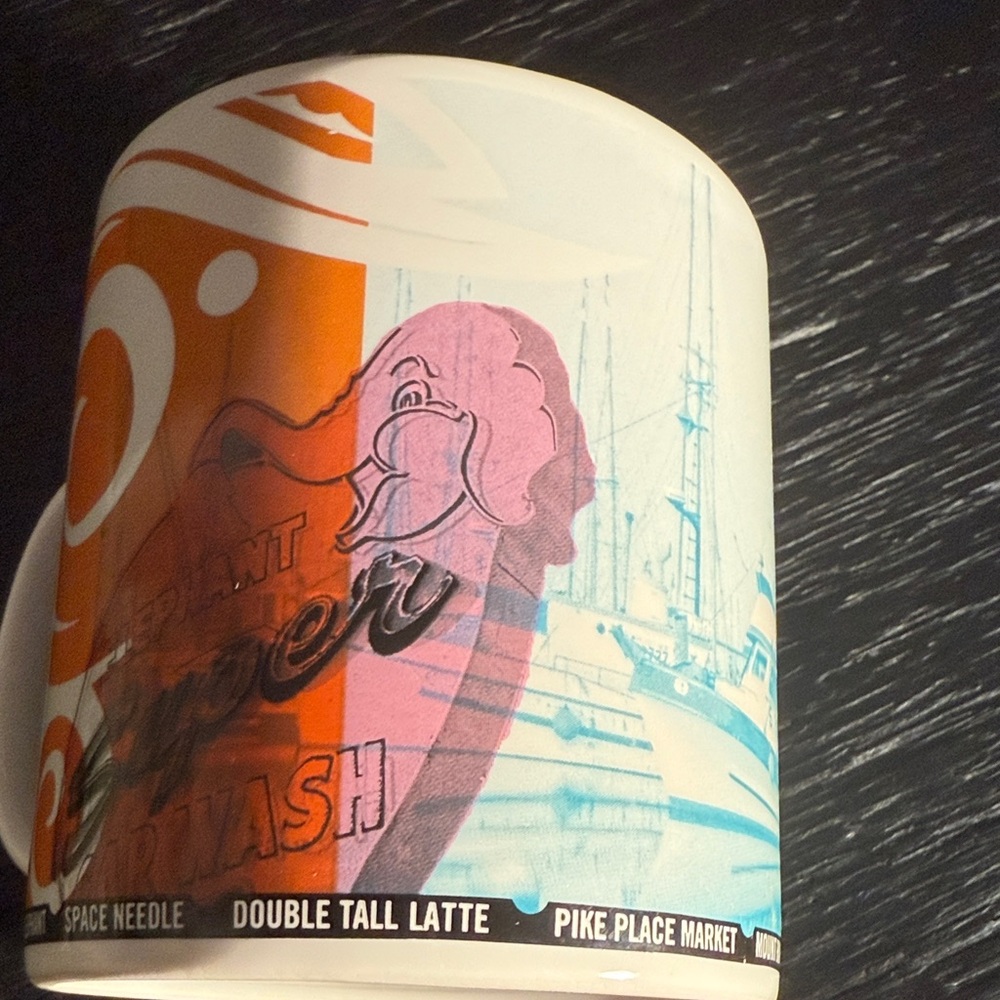 Starbucks Coffee Mug City Seattle White Blue Pink Elephant 16 OZ Vintage - Picture 5 of 9